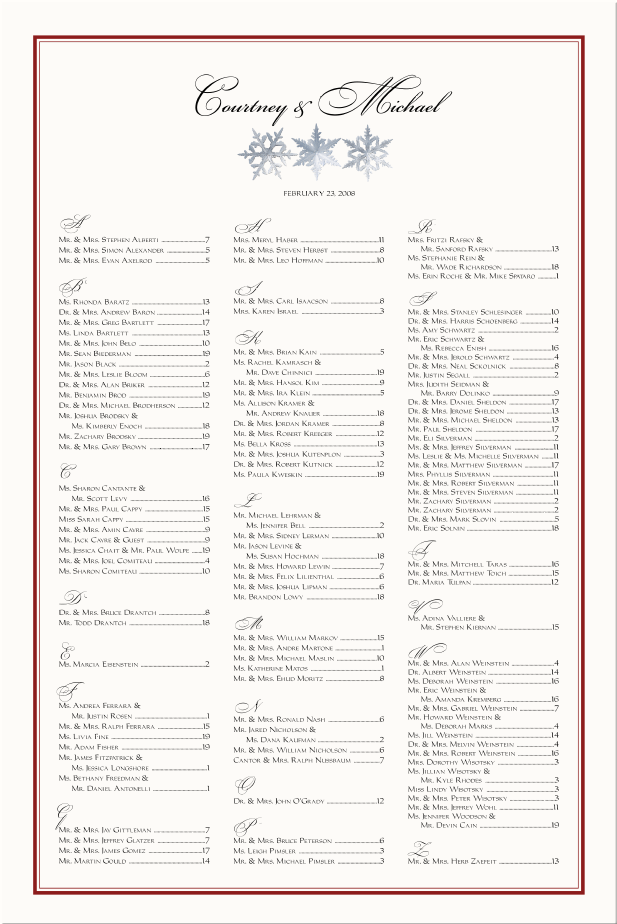 Winter Wedding IdeasSnowflake Theme Seating ChartWinter Wedding Seating 