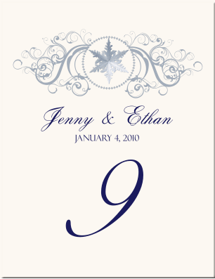 Snowflake Wedding Table CardsHoliday Wedding Table NumbersWinter Theme 