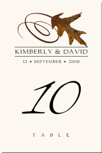 Fall Leaves Wedding Table Numbers