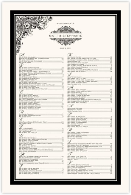 Wedding Seating Chart with Paisley Power Corner and Paisley Monogram