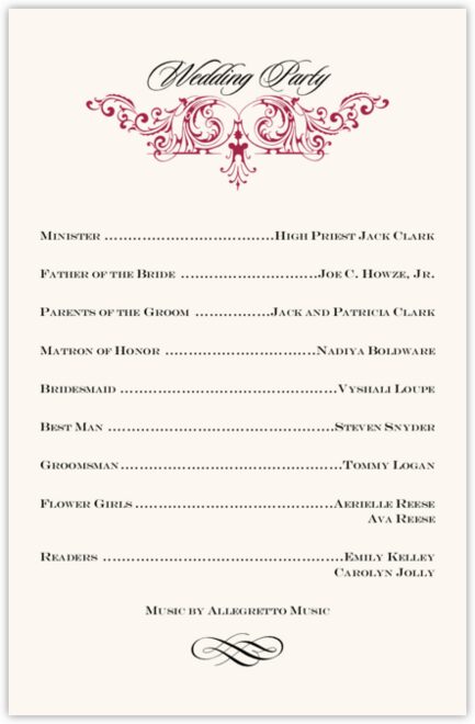 African Americn Wedding Programs