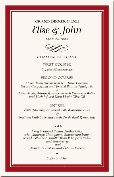 wedding menu cardsvintage monogram menu cardsspecial