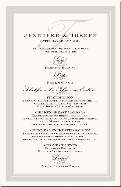 wedding menu cardsvintage monogram menu cardsspecial