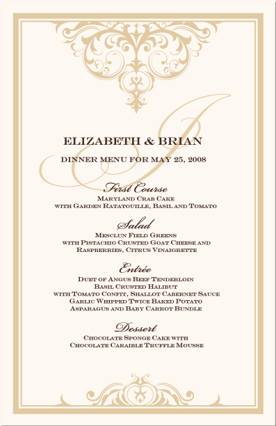 Wedding Menu Cards Vintage Monogram Menu Cards Special Event Menu