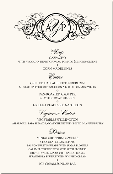 wedding menu cards vintage