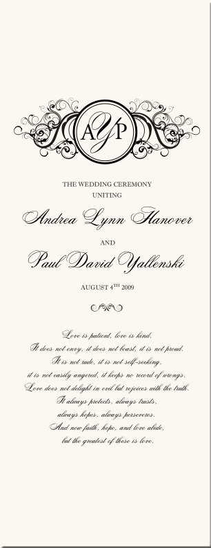 Vintage Monogram Wedding Programs Wedding Ceremony Programs Church