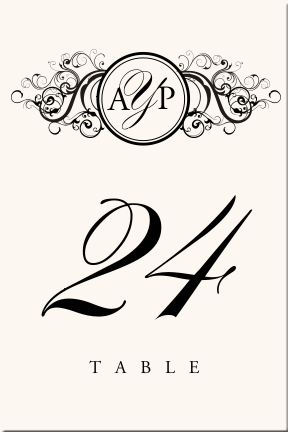 Curly Sue Wedding Table Number