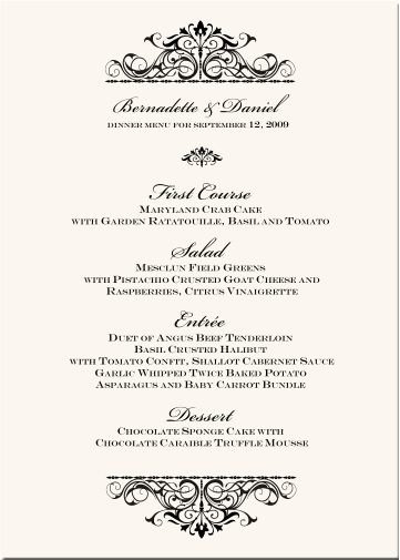 Wedding Menu Cards-Vintage Monogram Menu Cards-Special Event Menu ...