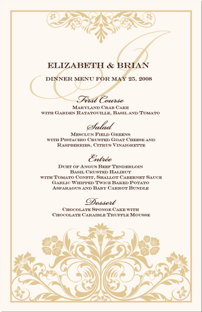 wedding menu cards vintage monogram menu cards special wedding reception card templates free