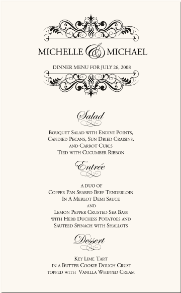 Wedding Menu Cards Vintage Monogram Special Event Menu Cards Give The Guests An Idea Of What Is Being Served And Options Are Available At Event Instead Each Server Having To Recite