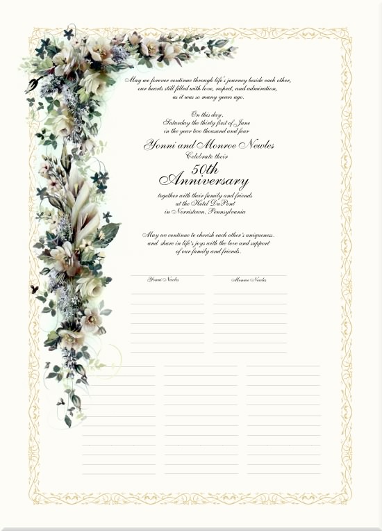 Wedding Anniversary Certificates-50th Anniversary-Calligraphy-Golden Anniversary-Wedding Traditions-Monograms Wedding Anniversary Certificates-50th Anniversary-Calligraphy-Golden Anniversary-Wedding Traditions-Monograms