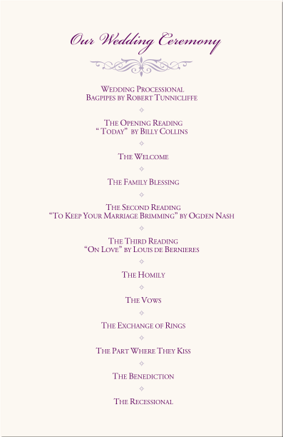 Wedding Programs Program Wording Samples Wedding Party