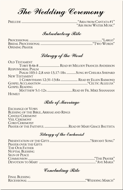 Wedding Programs Wedding Program Wording Program Samples Program Examples Wedding Program Templates