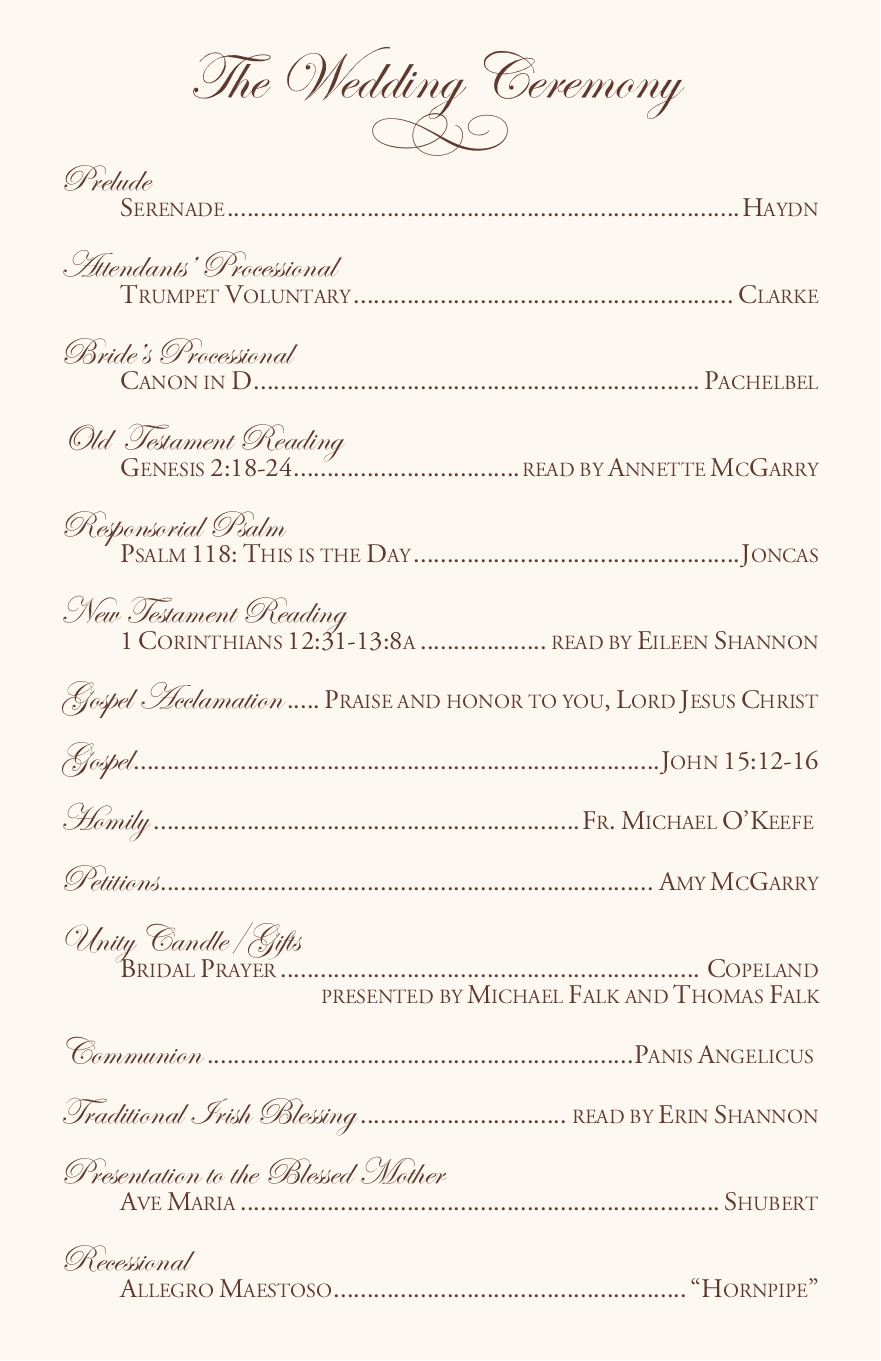 Programs For Weddings Ceremonies