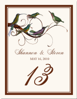 Birdz Family Bird Wedding Table Numbers