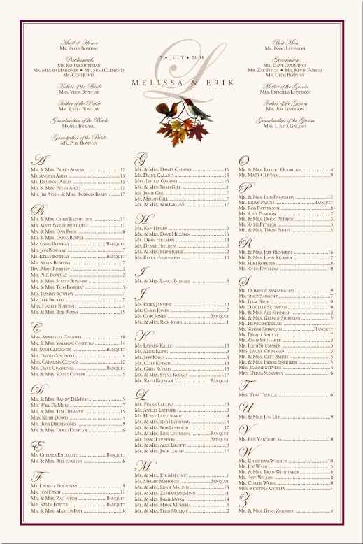 Gershwin Seating Chart