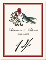 Humdilly Hummingbird Wedding Table Numbers