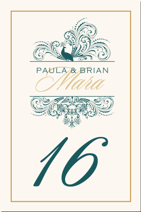 Bird Themed Peacock Wedding Table Numbers Vintage Table Number