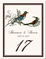 Salli and Sammi Bird Wedding Table Numbers