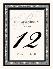 Black Arabeque Fancy Border Table Number