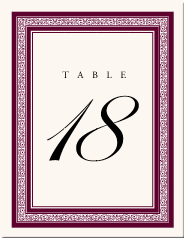 Burgundy Elegant Arabesque Border Table Number
