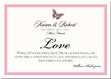 Pink Butterfly Wedding Table Card Memorabilia Border