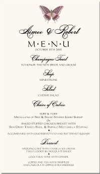 Wedding Menu Pink Butterfly 