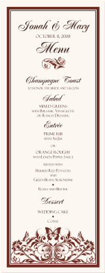 Chrysalis Butterfly Wedding Menu Border