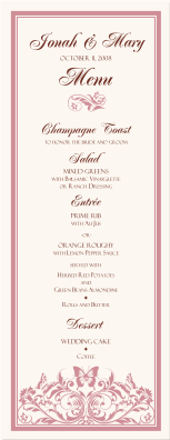 Chrysalis Butterfly Wedding Menu Border