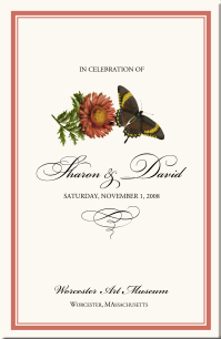 Wedding Program FLower Floral Butterfly Border Illustration