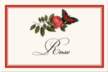 Wedding Table Name Scarlet Red Butterfly Rose Illustration Border