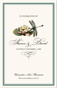 Wedding Program Water Lily Dragonfly Flower FLoral Insect Illustration Border