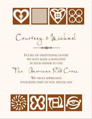 Wedding Donation Cards Andinkra Symbols African Themed Wedding
