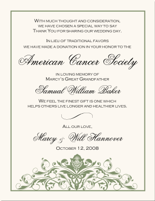 Wedding Charity Donation Cards Celtic Themed Wedding Favor