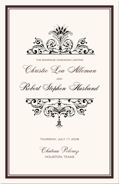 Vintage Monogram Wedding Programs Wedding Ceremony Programs Church