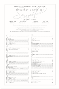 Scriptina and Imperial Wedding Seating Chart