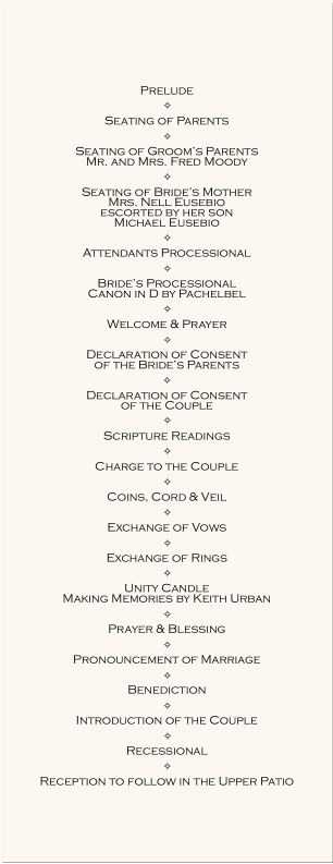 Wedding Programs Program Wording Samples Wedding Party