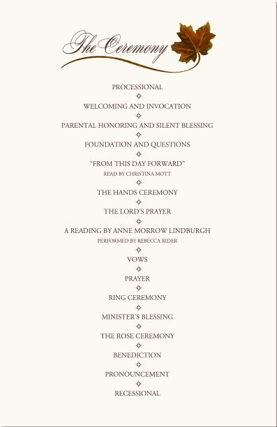 Wedding Programs Program Wording Samples Wedding Party