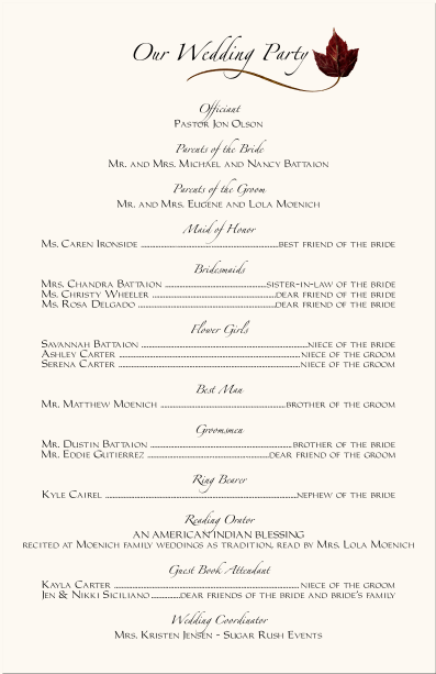 Baptist Wedding Ceremony Program Wording