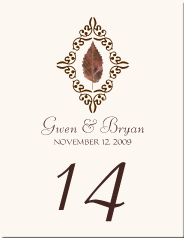 Autumn Leaves Table Number Card