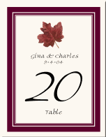 Maple Leaf Wedding Table Number Card