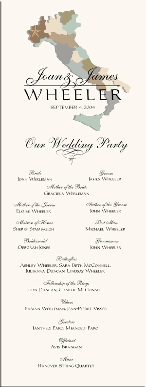 Italian Wedding Programs Wedding Directories Order Of Service