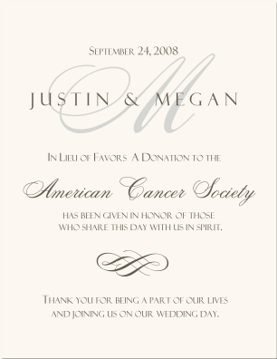 personalized wedding donation cards