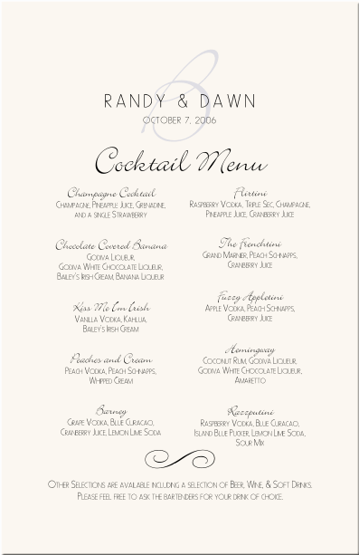 Photography Wedding Menu Cards Vintage Monogram Menu Cards Special