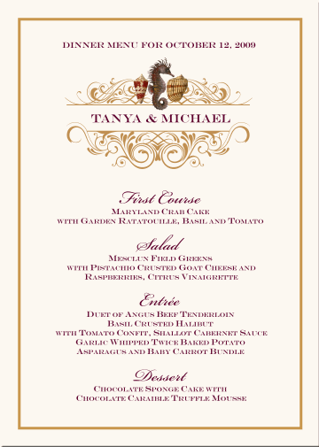 Seashell Menu Cards Beach Wedding Menu Cards Tropical Fish Wedding