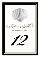 White Scallop Sea Shell Wedding Table Number
