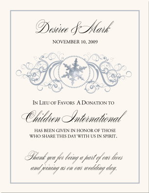 Wedding Charity Donation Cards Celtic Themed Favor Donation Favor Card
