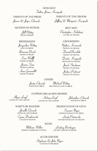 Winter Theme Wedding Program-Snowflake Church Directory