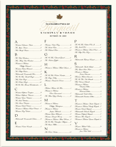 Colorful Leaves Border Fall Wedding Seating Chart