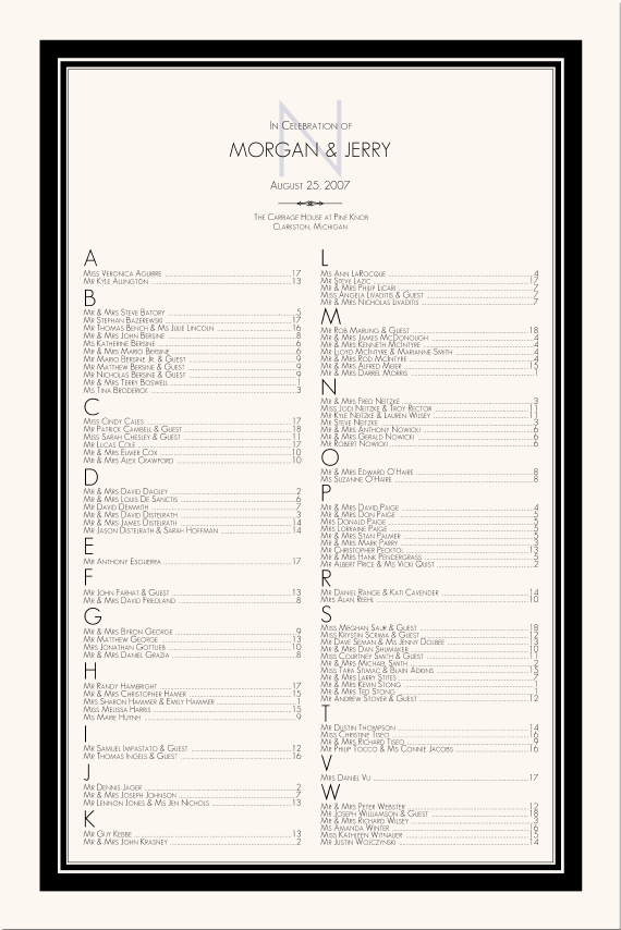 Modern Wedding Seating Chart